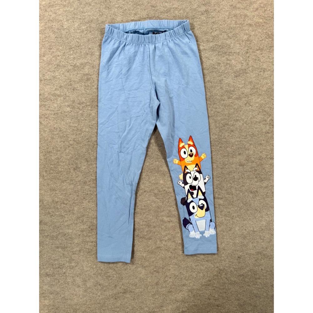 Bluey Pants Kids Boys 5 Blue Cotton Stretch Graphic Print Elastic Waist Playing